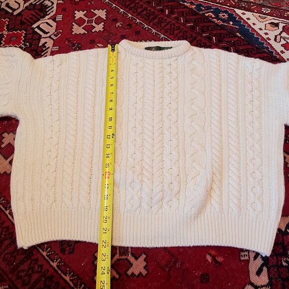 Vtg Charter Club Wool Cableknit Chunky Sweater Sz L - Picture 9 of 9